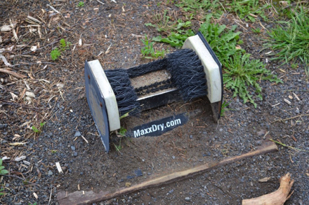 Boot brush to clean shoes – use before and after walk – located at trailhead
